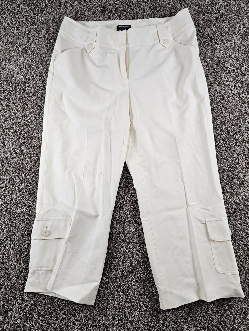 Classiques Entier Womens Sz 14 Cropped Straight Leg Cargo Pants White
